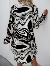 Perfee Ruffled Printed V-Neck Long Sleeve Dress OutfitFlow